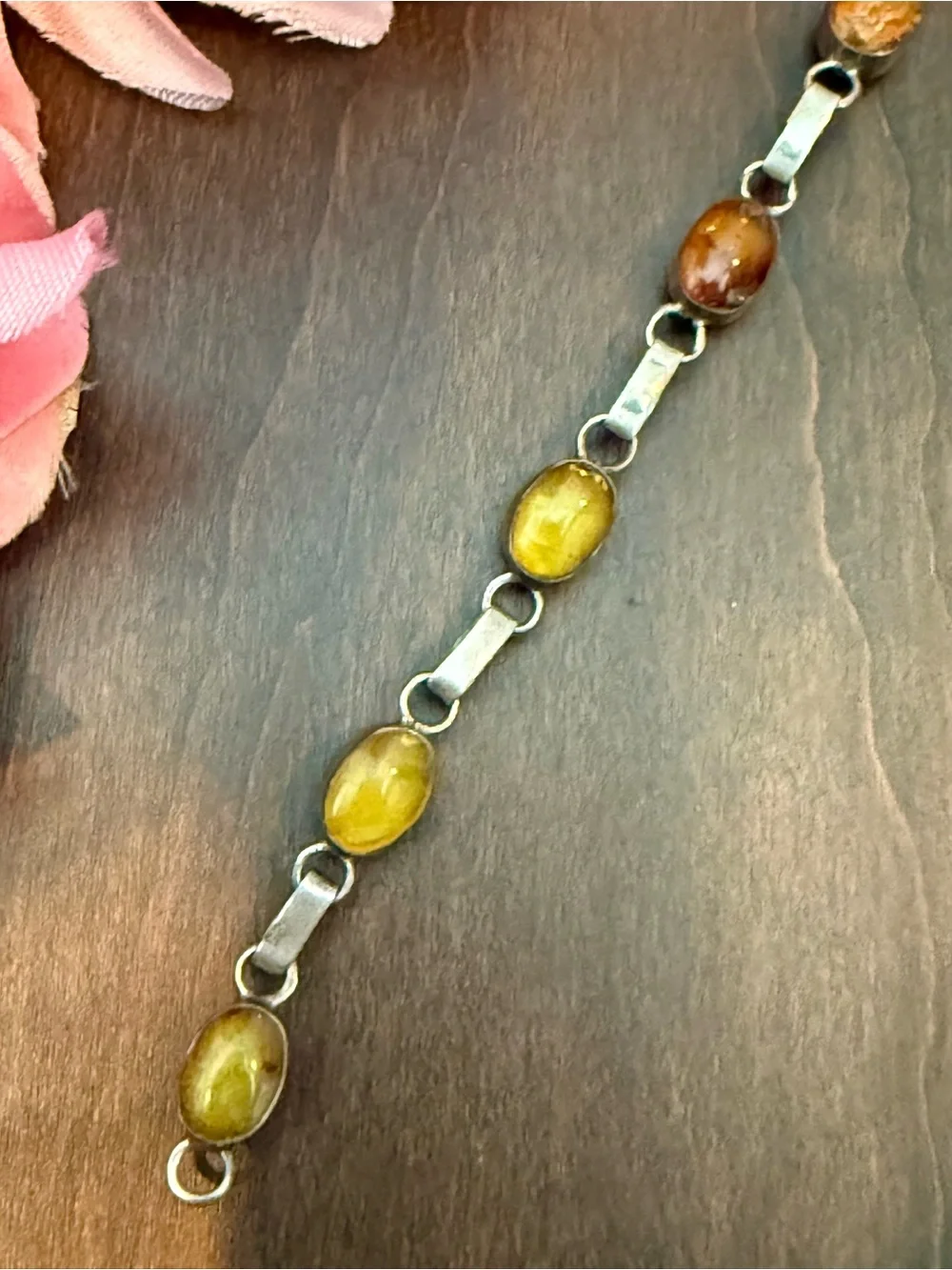 Larimar/Amber Artisan Handmade Dominican Sterling Silver Happy Hour Bracelet - Picture 8 of 15
